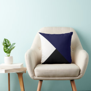 Coussin Art Abstrait minimalisme Bleu noir blanc