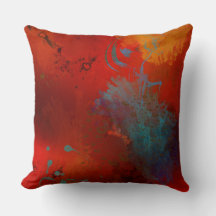 Art abstrait numérique grunge rouge, aqua et or