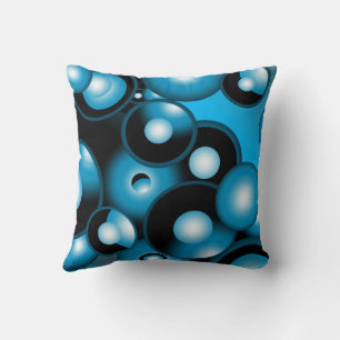 Coussin Art abstrait orbital à cercle concentrique de blue
