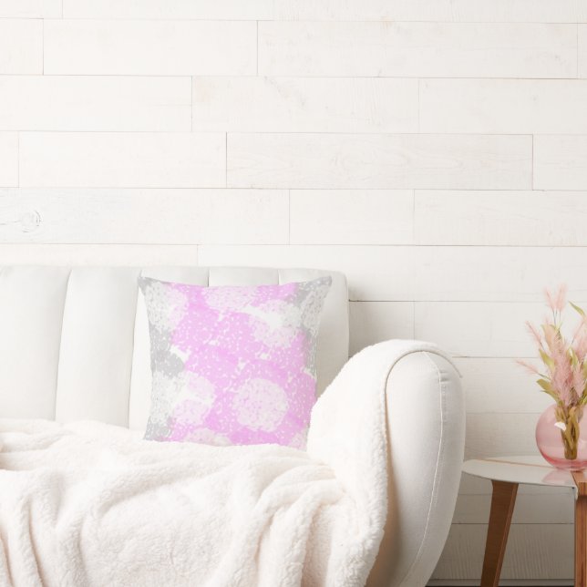 Coussin Art Abstrait Pink Grey Pastel Blanc Minimalisme (Canapé)