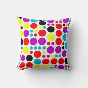 Coussin Art abstrait pois rétro coloré