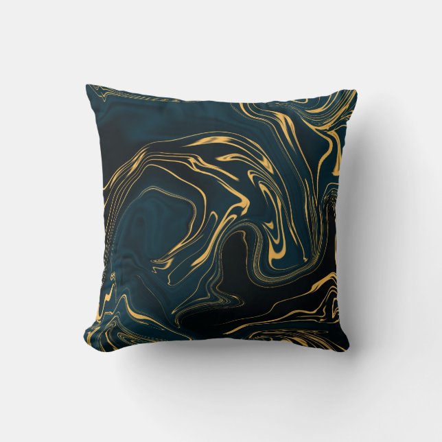 Coussin Art abstrait riche de turquoise de noir turquoise (Recto)