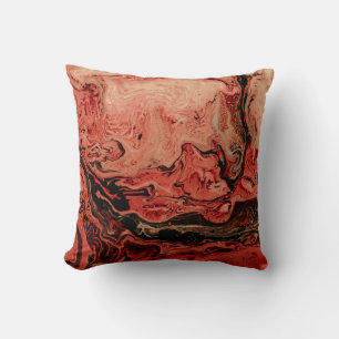 Coussin Art abstrait rouge et brun