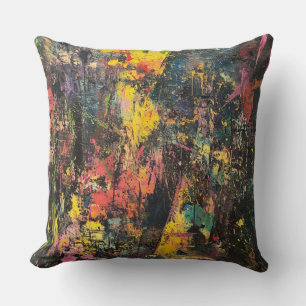 Coussin Art abstrait texturé en couleurs vives 🎨