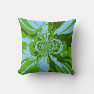 Coussin Art abstrait vert-bleu de chaux rétro