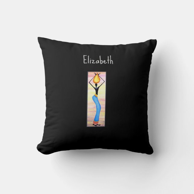 Coussin Art Africain, Élégante Femme, Vendeur D'Huile De C (Recto)