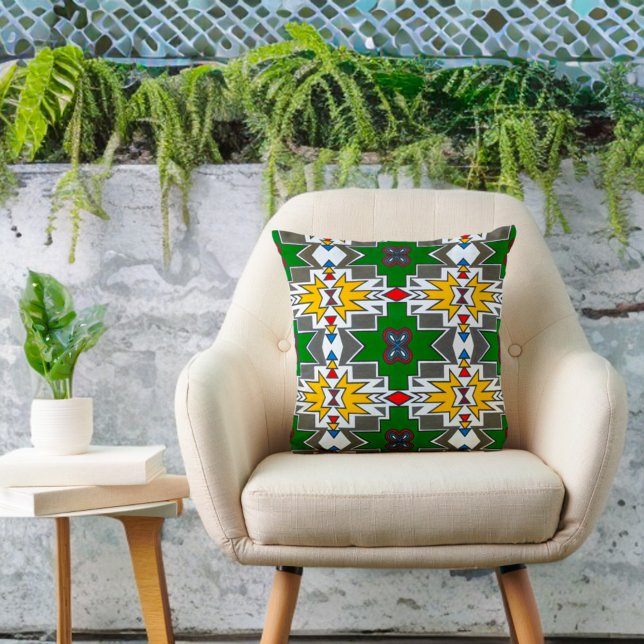 Coussin Art africain traditionnel Ndebele Culture Afrique (Créateur téléchargé)