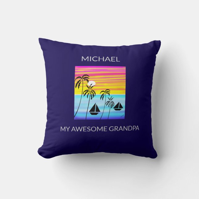 Coussin Art africain, Tropical Summer Sunset Sailing (Recto)