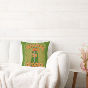 Coussin Art Amusant Stylo Hippie Groovy Auteur Amusant