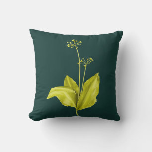 Coussin Art botanique de plante verte d'ail sauvage