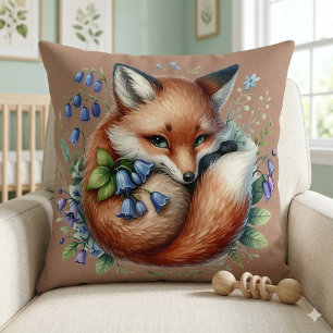 Coussin Art botanique renard floral de la forêt
