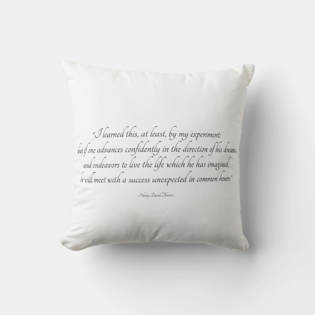 Coussin Art chic de citation de Henry David Thoreau (Recto)