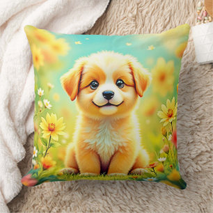 Coussin Art Cute De La Fleur De Chiot