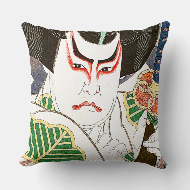 Coussin Art d'acteur de Kabuki de Japonais par le 名取春仙 de (Recto)