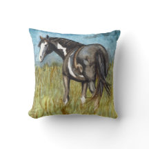 Art d'aquarelle du Cheval de peinture noir et blan