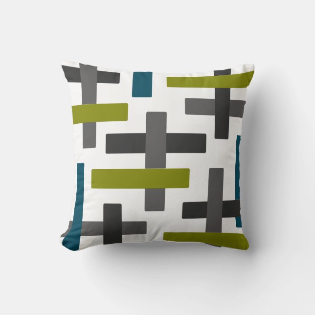 Coussin Art de barre d'abrégé sur gris de vert bleu (Recto)