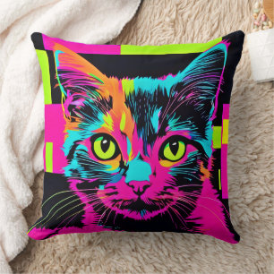 Coussin Art de chat cyberpunk