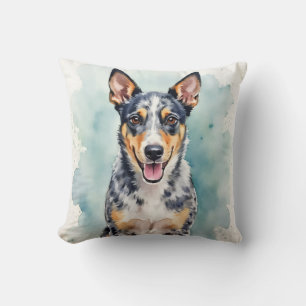 Coussin Art de fond à éclaboussures d'aquarelle de Blue He