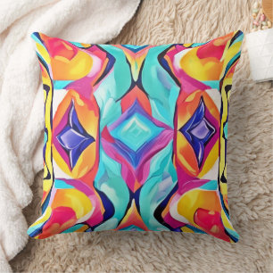 Coussin Art de fusion géométrique néon
