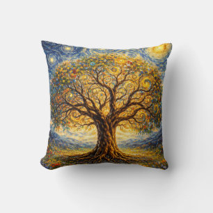 Coussin art de géométrie sacrée arbre