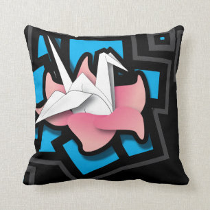 Coussin Art de grue sur le noir