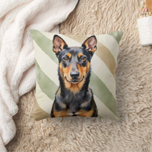 Coussin Art de Kelpie australien aquarelle Terre Rayure