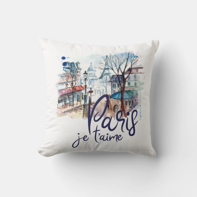 Coussin Art de la France de calligraphie d'aquarelle de (Recto)