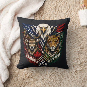 Coussin Art de la nature Aigle Cerf Jaguar