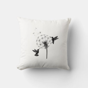 Coussin Art de la nature : colibri et fleur de pissenlit