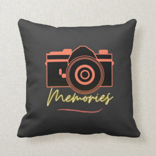 Coussin Art de l'appareil photo et typographie minimaliste