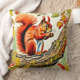 Coussin Art de l'écureuil d'automne