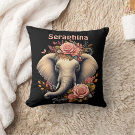 Coussin Art de l'éléphant de l'aube fleuri