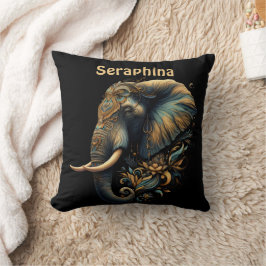 Coussin Art de l'éléphant de l'aube fleuri