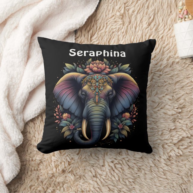 Coussin Art de l'éléphant de l'aube fleuri (Couverture)