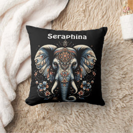 Coussin Art de l'éléphant de l'aube fleuri