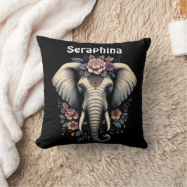 Coussin Art de l'éléphant de l'aube fleuri