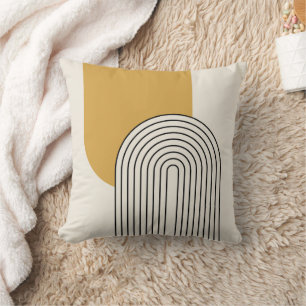 Coussin Art de ligne de style du milieu du siècle avec arc