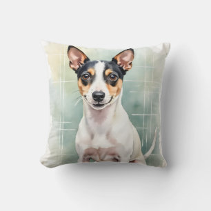 Coussin Art de motif en grille aquarelle de Rat Terrier