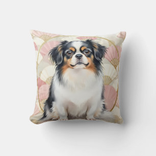 Coussin Art de motif éventail aquarelle Chin japonais