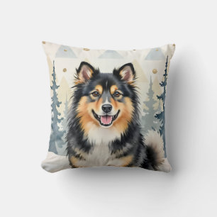 Coussin Art de motif nordique à l'aquarelle du Lappish fin