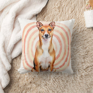 Coussin Art de motif ondulé aquarelle Basenji