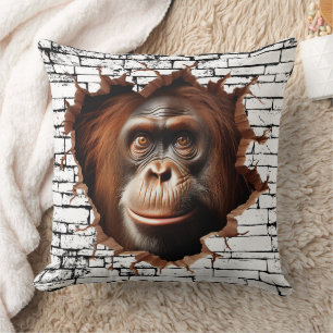 Coussin Art de mur de orang-outan 3D – Safari réaliste