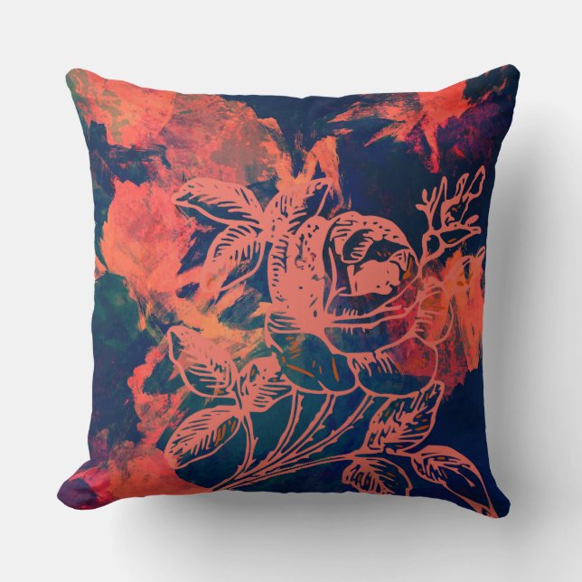 Coussin Art de rose rouge abstrait (Recto)