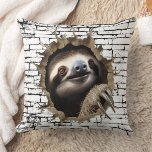 Coussin Art de rupture de mur de paresseux 3D – Safari réa