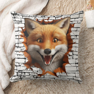 Coussin Art de rupture de mur de renard 3D – Safari réalis