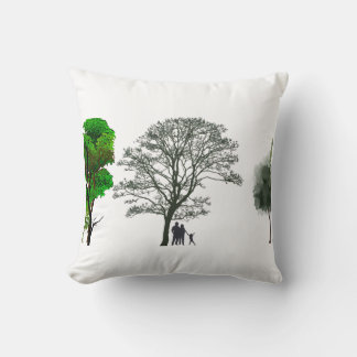 Coussin art de silhouette de famille paisible