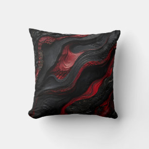 Coussin Art de texture de lave volcanique abstraite rouge