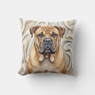 Coussin Art de texture pliée aquarelle Shar Pei