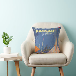 Coussin Art de voyage vintage aux Bahamas, Fly Nassau par 