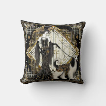 Art Déco Années 1920 Elégante Dame & Chien